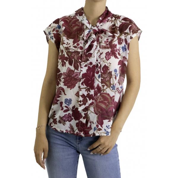 Camicia fantasia mezza manica con fiocco  Fiore